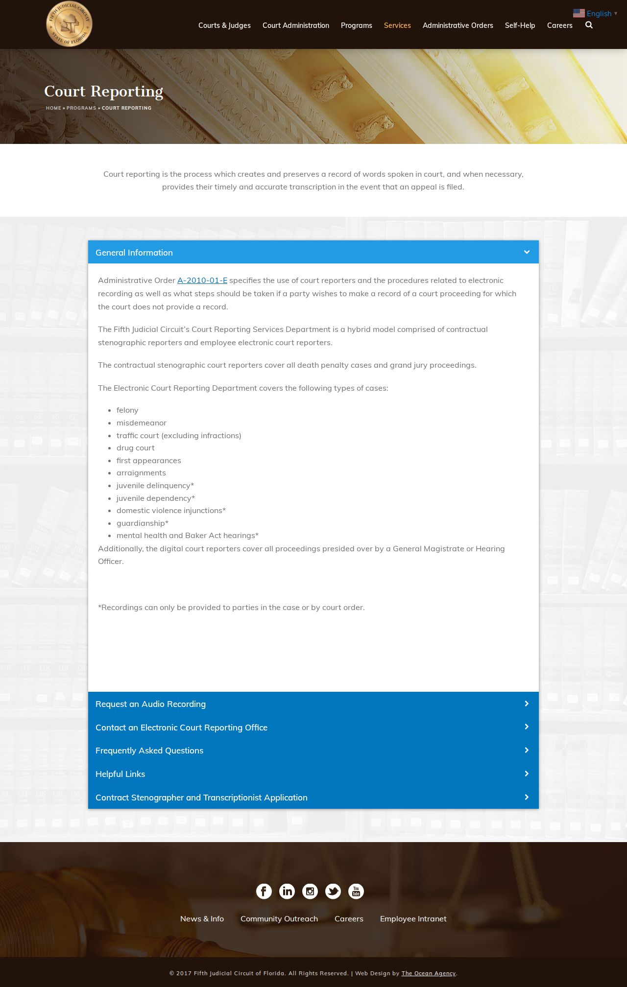 Sumter County criminal court case audio request instructions